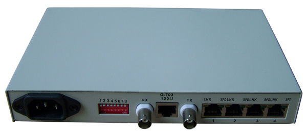 E1转4路10/100BaseT协议转换器 (逻辑隔离的E1网桥)-MA20B-4ETH-L